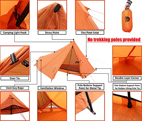Gret Roll over image to zoom in 1 Person and 2 Person Trekking Pole Tent for Backpacking