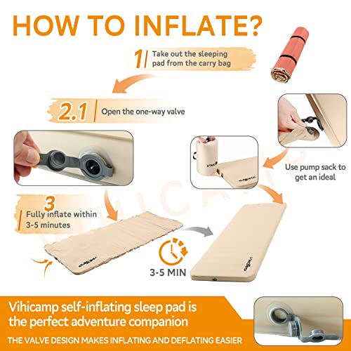 Vihicamp Self-Inflating Sleeping Pad for Camping 